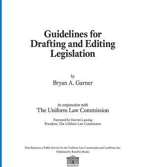 Guidelines for Drafting and Editing Legislation For Sale